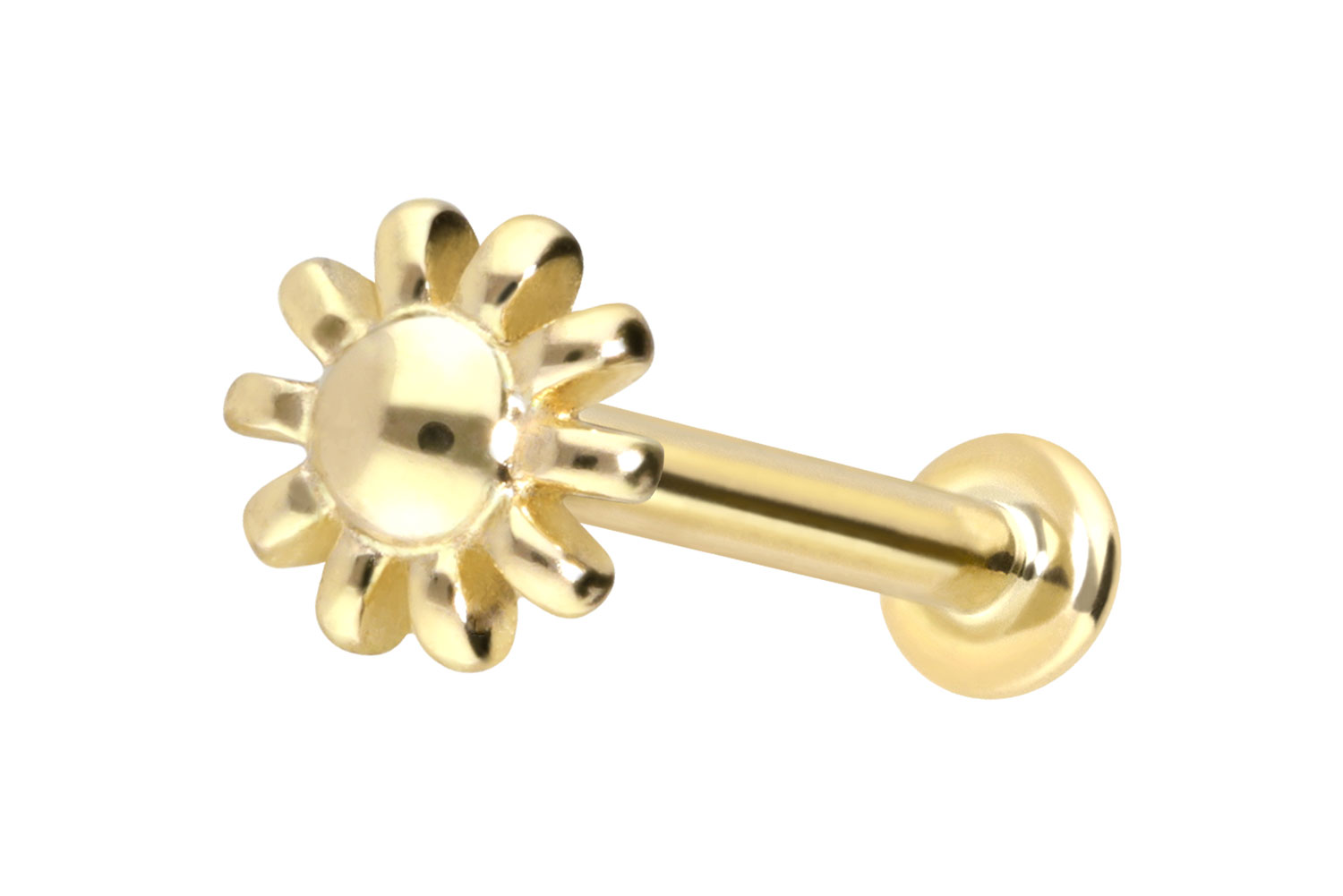 14 Karat Gold Labret Piercing mit Innengewinde BLUME